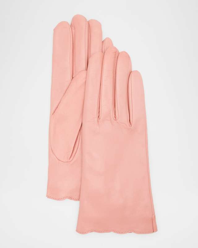 Scalloped Nappa Leather Gloves